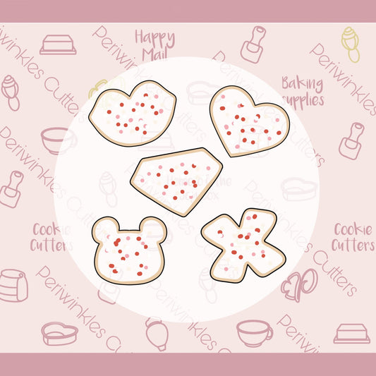 Frosted Valentine Mini Cookie Cutters Set 5 Pieces - Periwinkles Cutters
