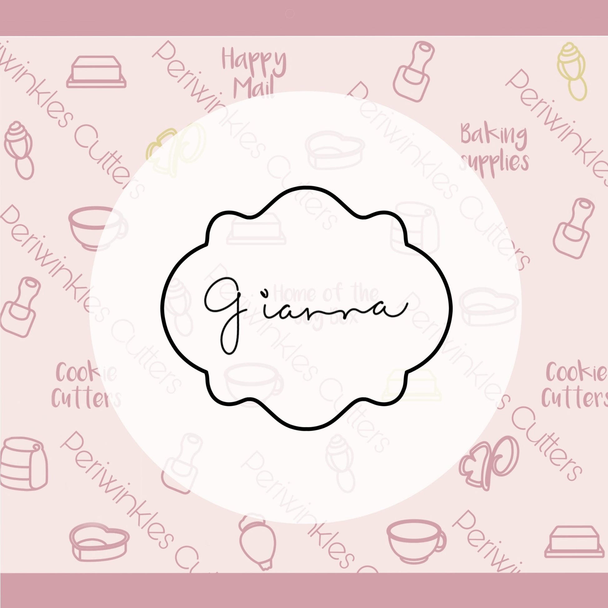 Gianna Plaque Cookie Cutter - Periwinkles Cutters
