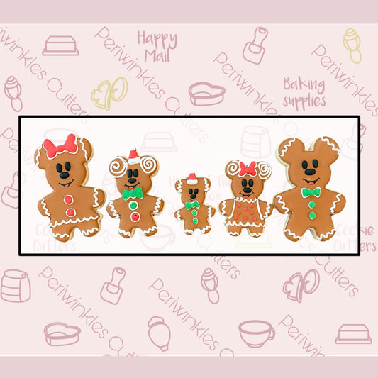 Gingerbread Mouse Family Set of 5 Cutters - Periwinkles Cutters