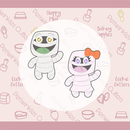 Girl and Boy Mummy Cookie Cutter - Periwinkles Cutters