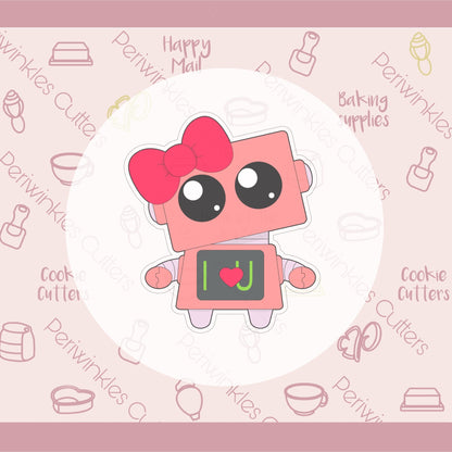 Girl and Boy Robot Love Cookie Cutter - Periwinkles Cutters