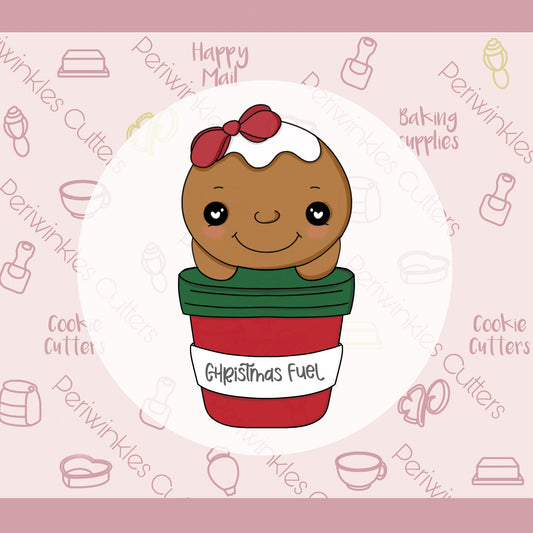 Girly Gingerbread Coffee Cup Cookie Cutter - Periwinkles Cutters