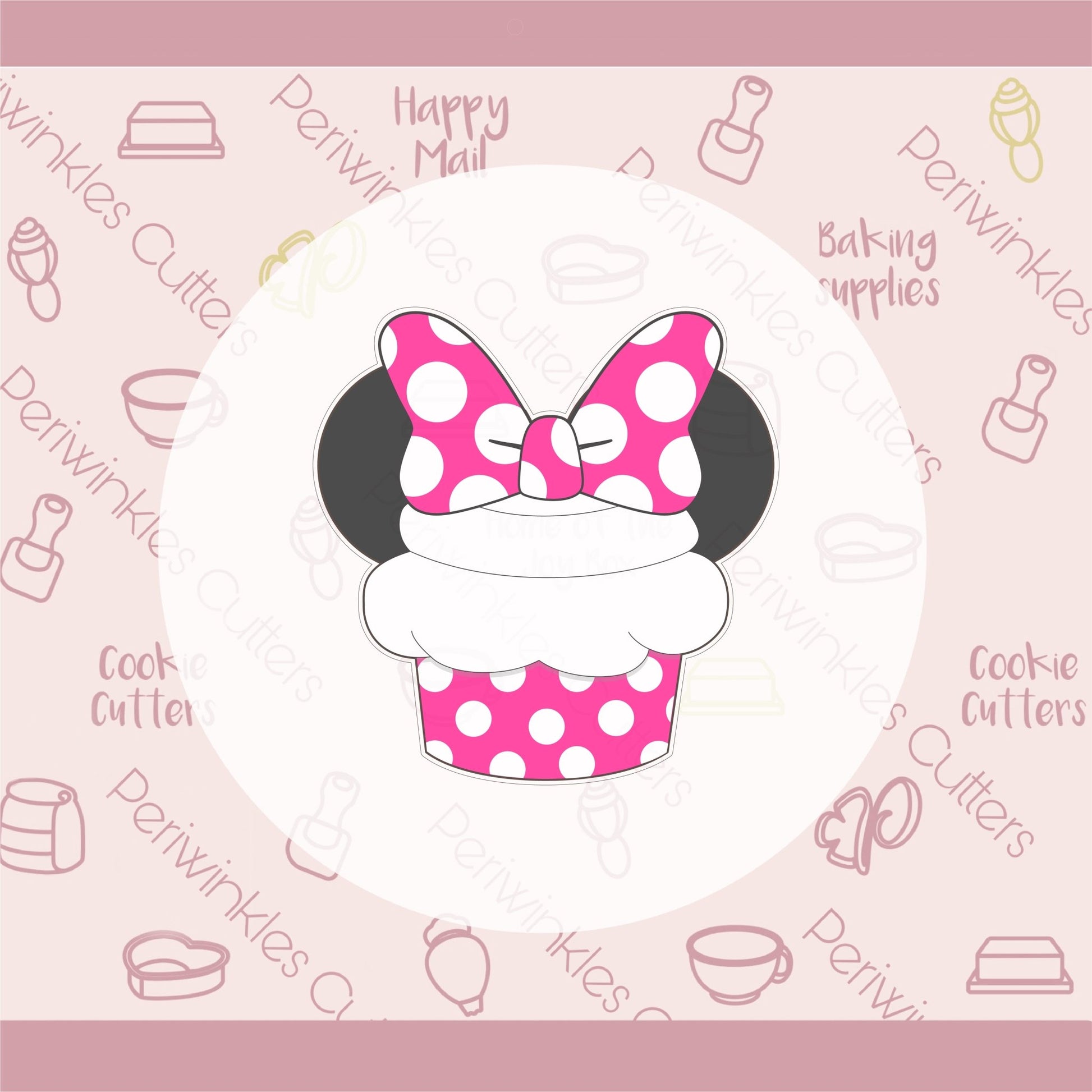 Girly Mouse Cupcake Cookie Cutter - Periwinkles Cutters