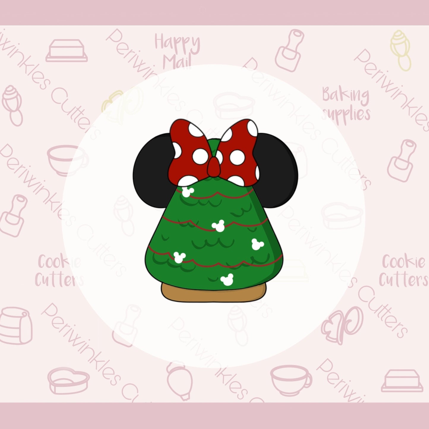 Girly Mouse Ears Xmas Tree Cookie Cutter - Periwinkles Cutters