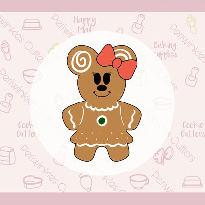 Girly Mouse Gingerbread Cookie Cutter - Periwinkles Cutters