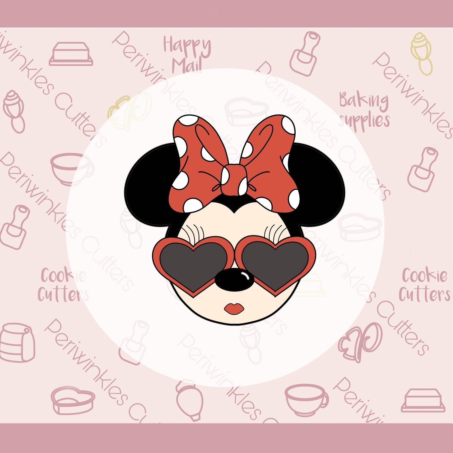 Girly Mouse Love Face Cookie Cutter - Periwinkles Cutters