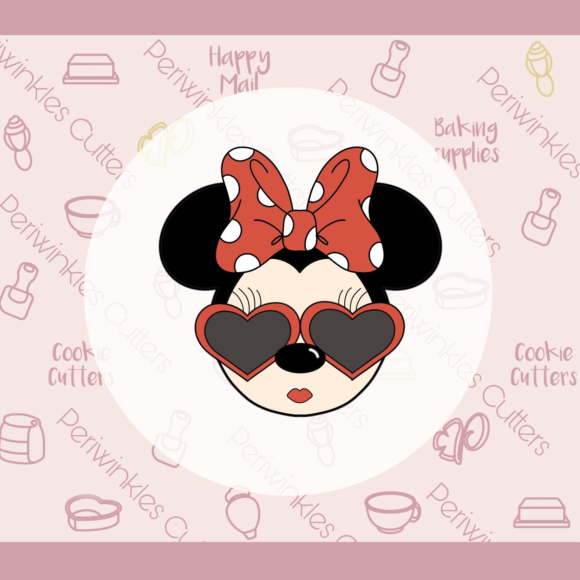 Girly Mouse Love Face Cookie Cutter - Periwinkles Cutters