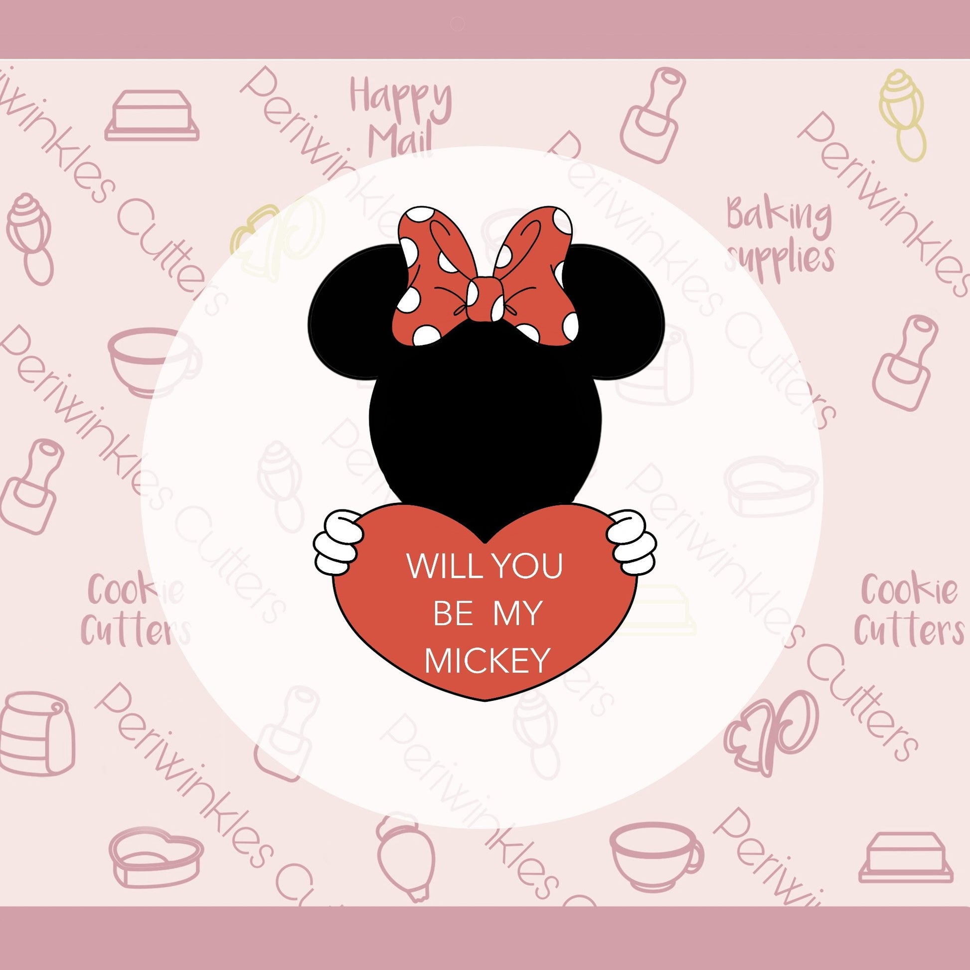 Girly Mouse with Heart Cookie Cutter - Periwinkles Cutters
