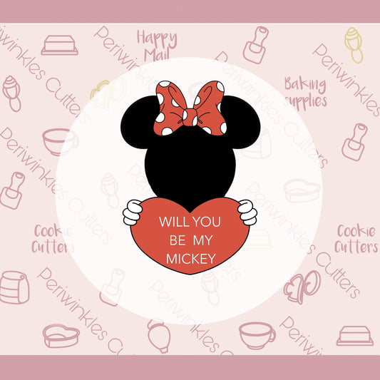 Girly Mouse with Heart Cookie Cutter - Periwinkles Cutters