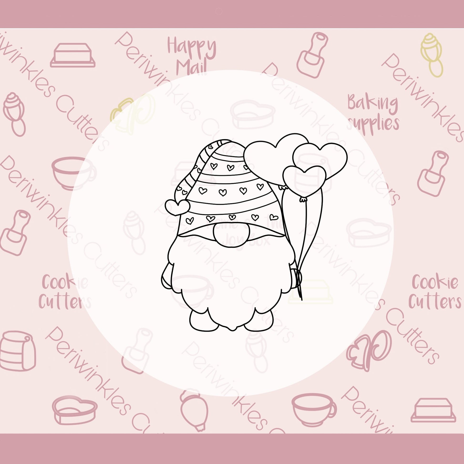 Gnome Balloons Love Cookie Cutter - Periwinkles Cutters