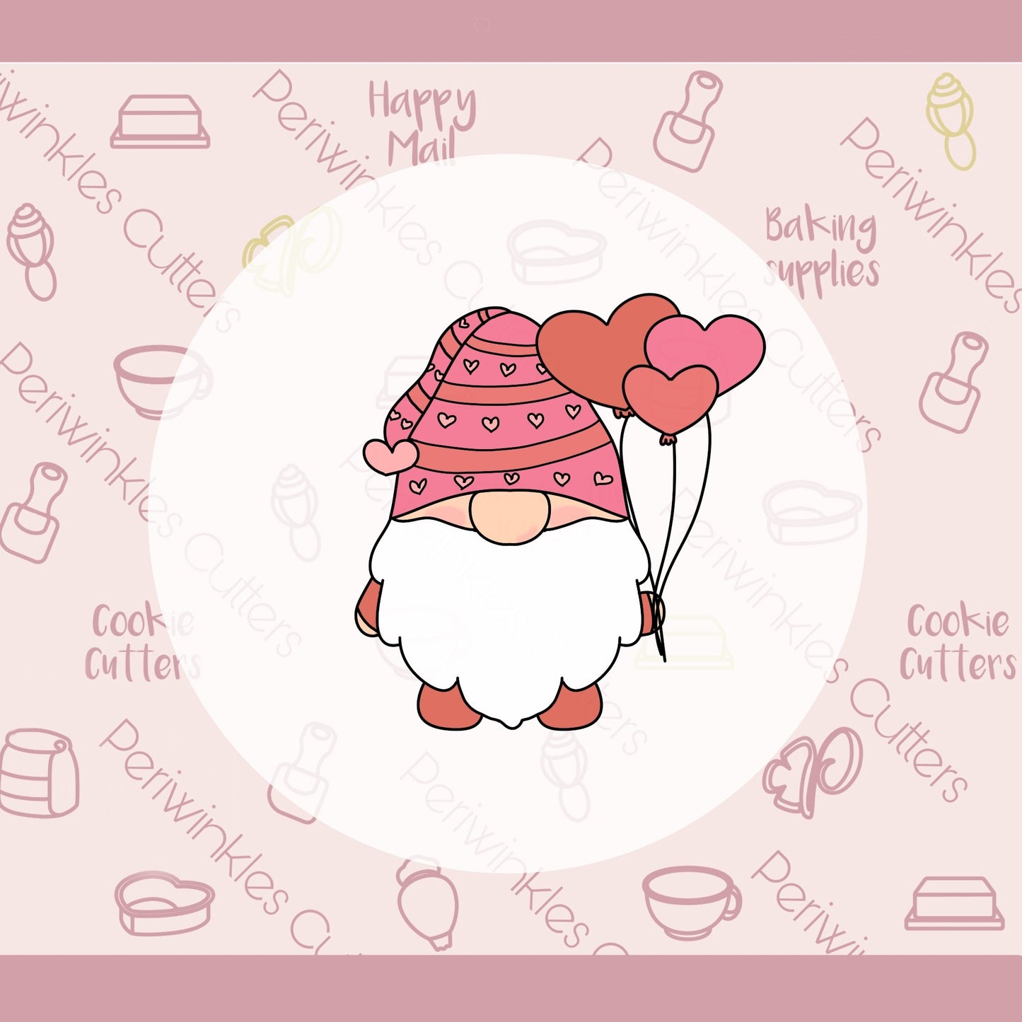 Gnome Balloons Love Cookie Cutter - Periwinkles Cutters