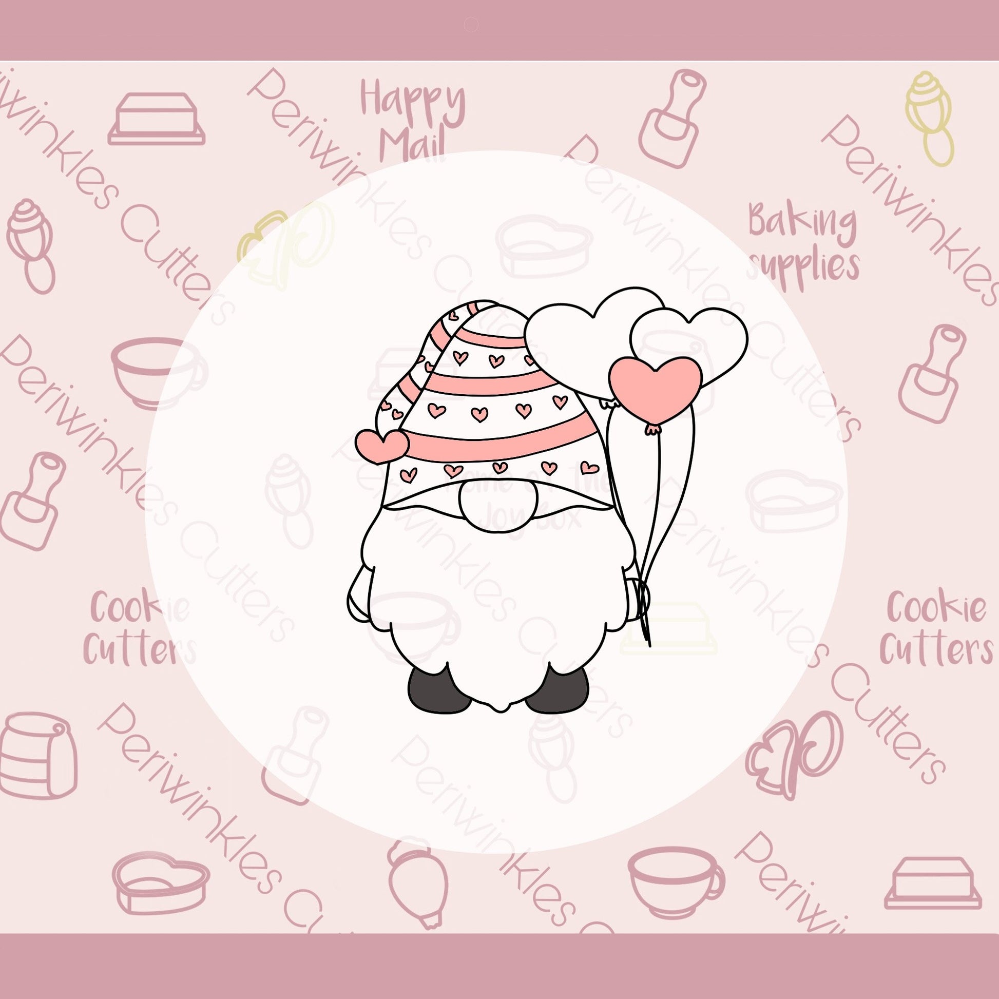 Gnome Balloons Love Cookie Cutter - Periwinkles Cutters