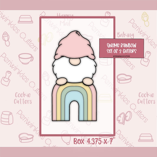Gnome Rainbow Set of 2 Cookie Cutter - Periwinkles Cutters