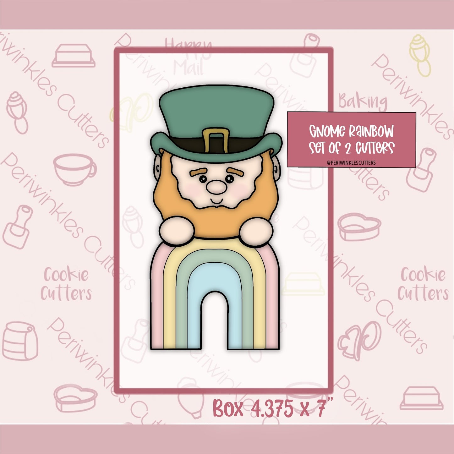 Gnome Rainbow Set of 2 Cookie Cutter - Periwinkles Cutters