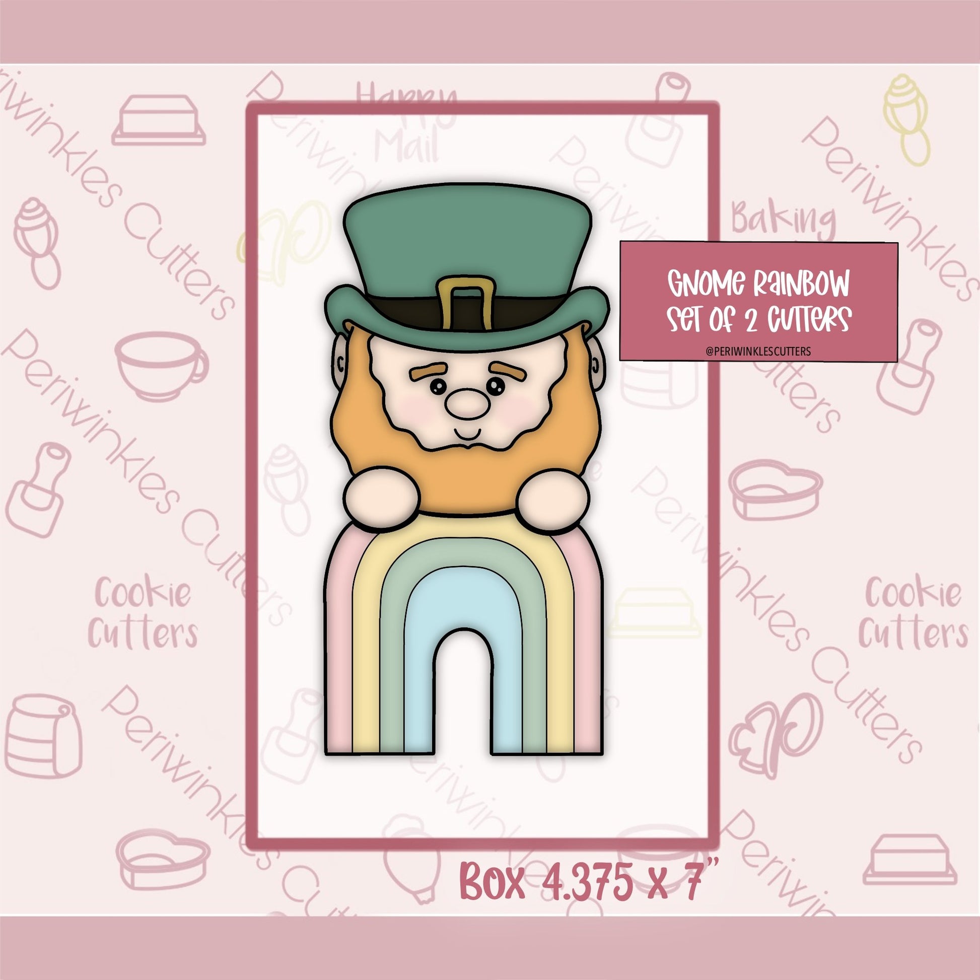 Gnome Rainbow Set of 2 Cookie Cutter - Periwinkles Cutters