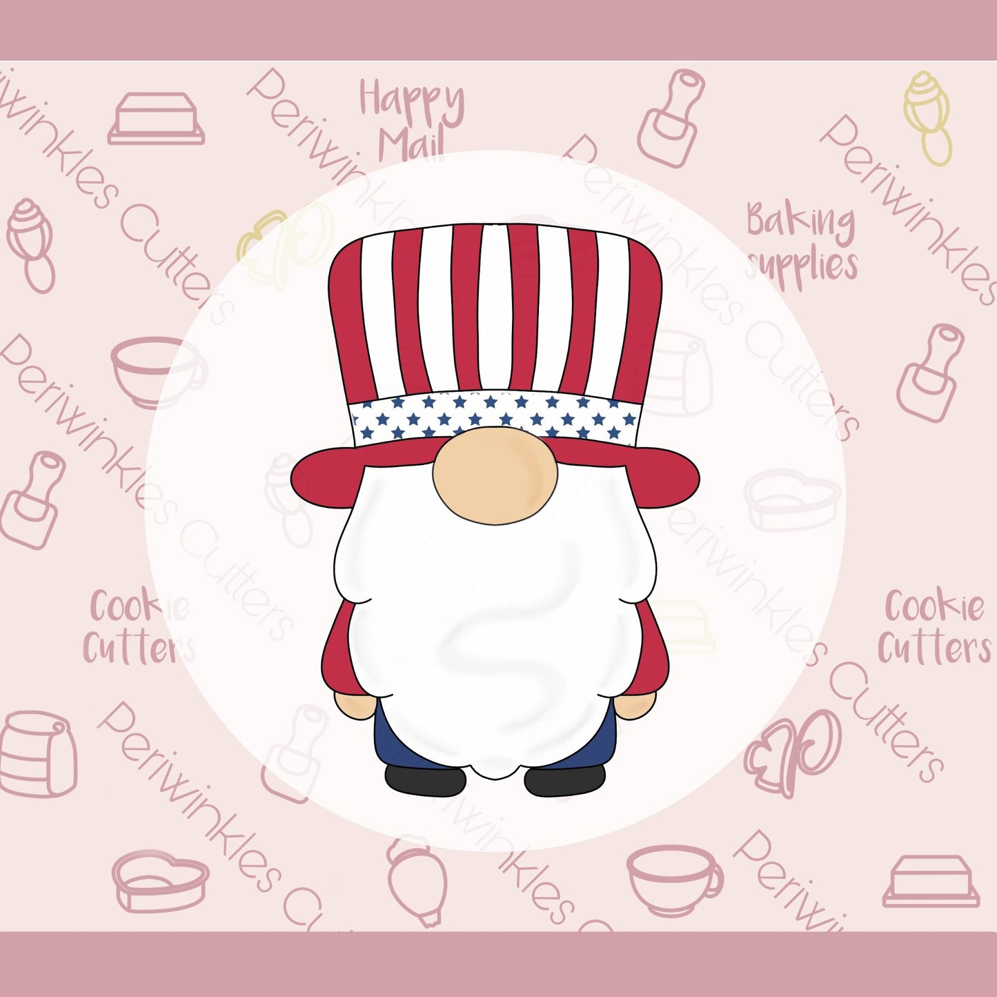 Gnome Uncle Sam Cookie Cutter - Periwinkles Cutters