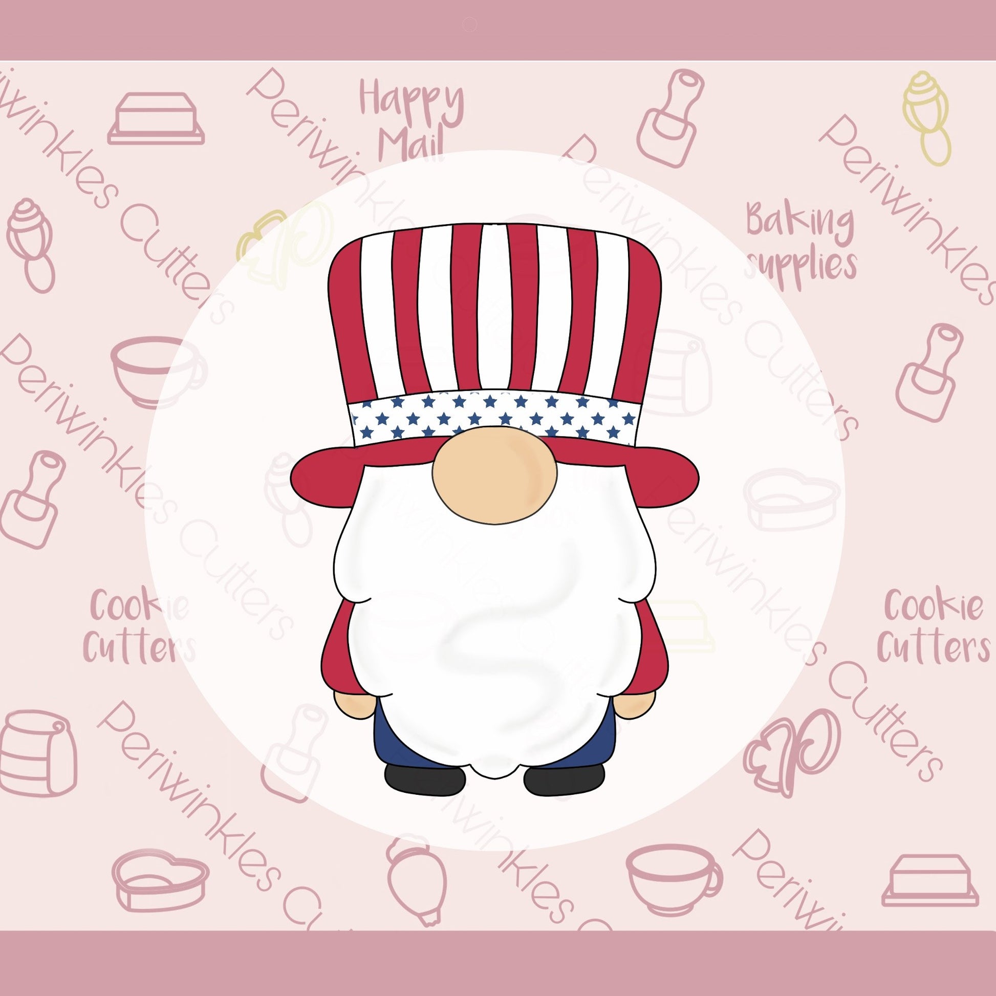 Gnome Uncle Sam Cookie Cutter - Periwinkles Cutters