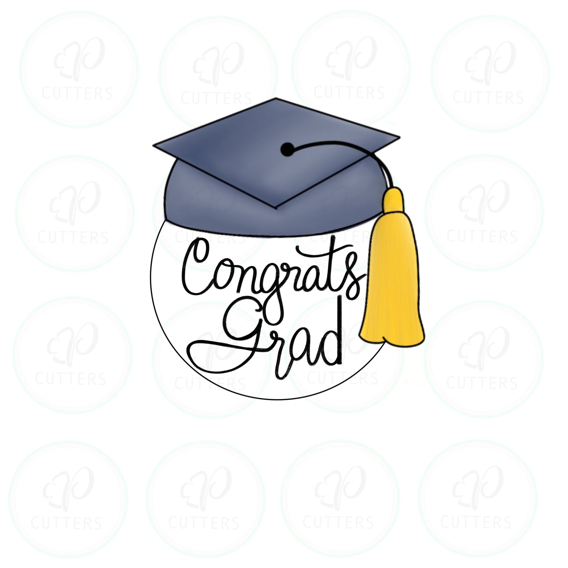 Grad Round Plaque Cookie Cutter - Periwinkles Cutters