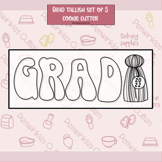 GRAD Tassel Retro Set of 5 Cookie Cutter - Periwinkles Cutters