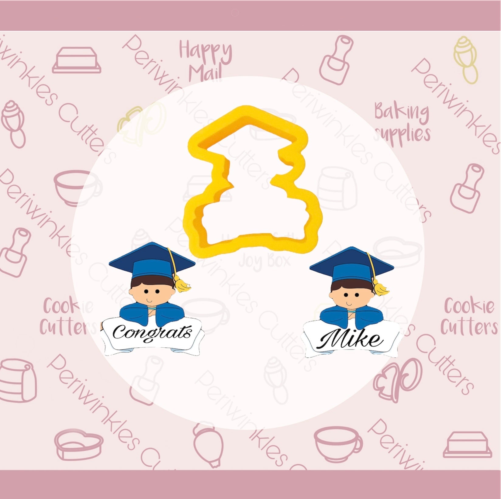 Graduate kid Banner Cookie Cutter - Periwinkles Cutters