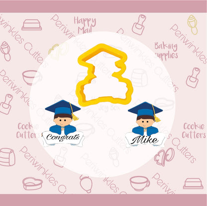 Graduate kid Banner Cookie Cutter - Periwinkles Cutters