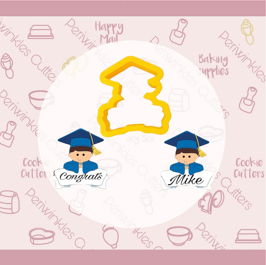Graduate kid Banner Cookie Cutter - Periwinkles Cutters