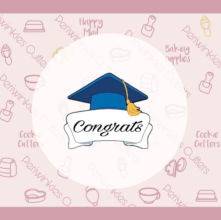 Graduation Cap Plaque Cookie Cutter - Periwinkles Cutters