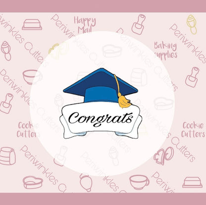 Graduation Cap Plaque Cookie Cutter - Periwinkles Cutters