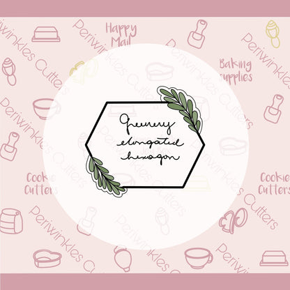 Greenery Elongated Hexagon Cookie Cutter - Periwinkles Cutters