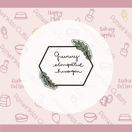 Greenery Elongated Hexagon Cookie Cutter - Periwinkles Cutters