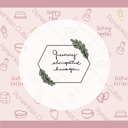 Greenery Elongated Hexagon Cookie Cutter - Periwinkles Cutters