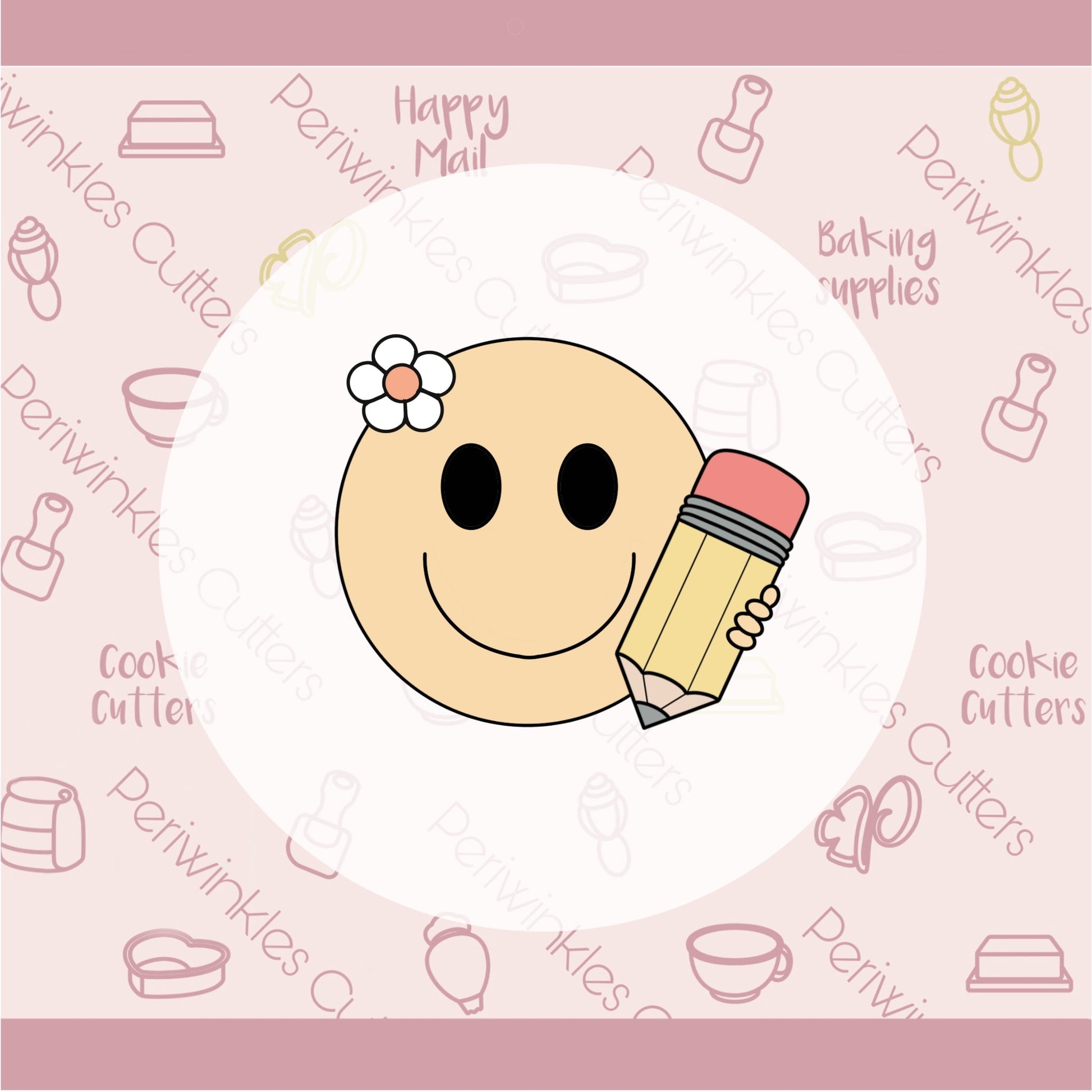 Groovy Happy Face Pencil Cookie Cutter - Periwinkles Cutters