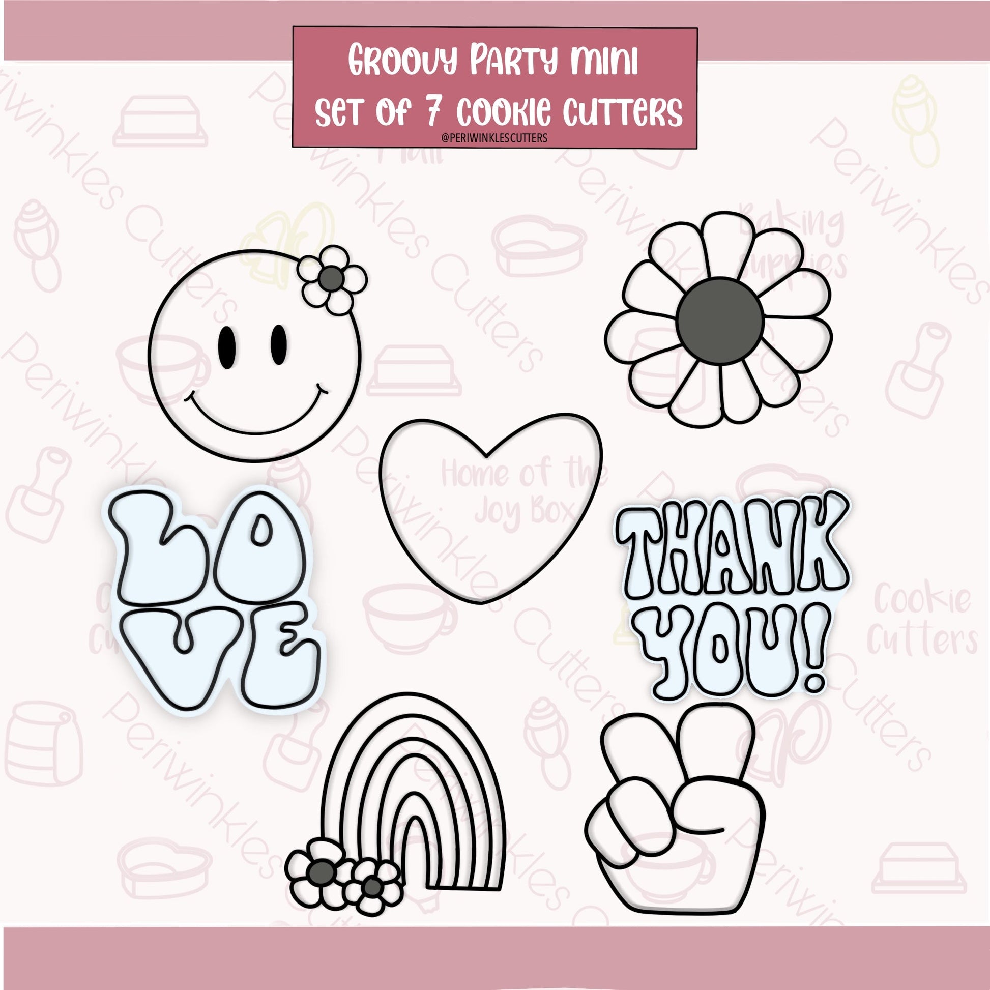 Groovy Party Set of 7 Cookie Cutter - Periwinkles Cutters