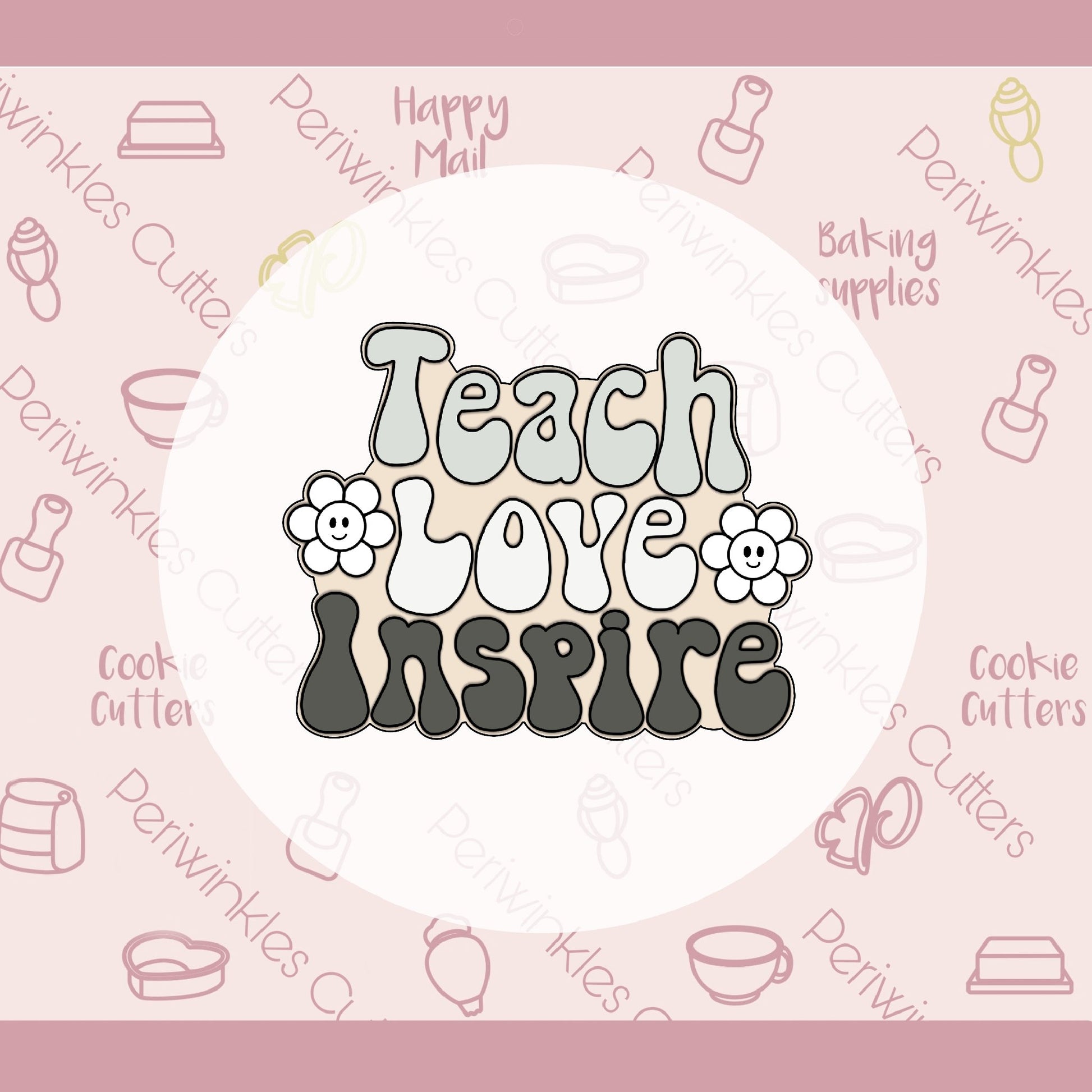Groovy Teach Plaque Cookie Cutter - Periwinkles Cutters
