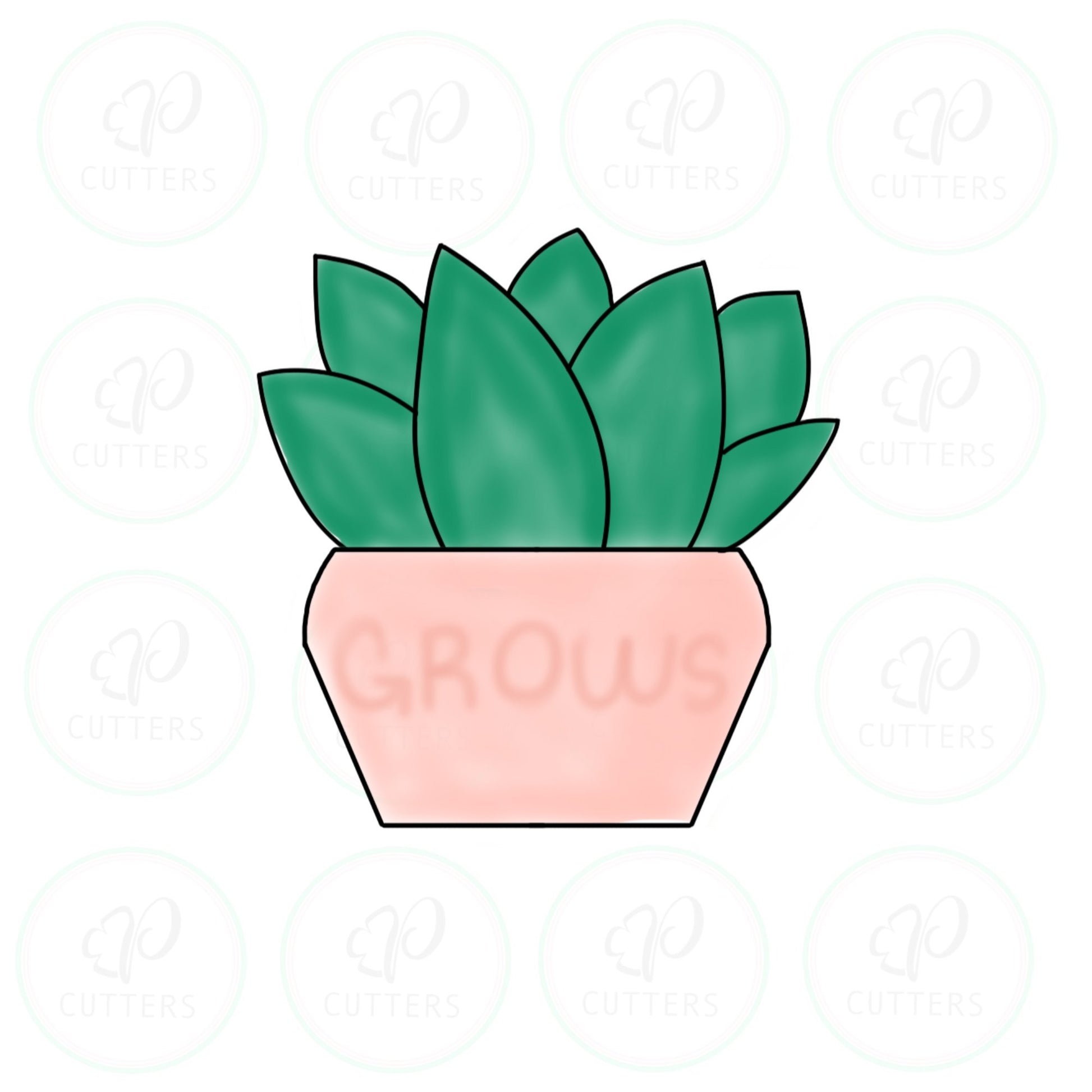 Grow Succulent Pot Cookie Cutter - Periwinkles Cutters