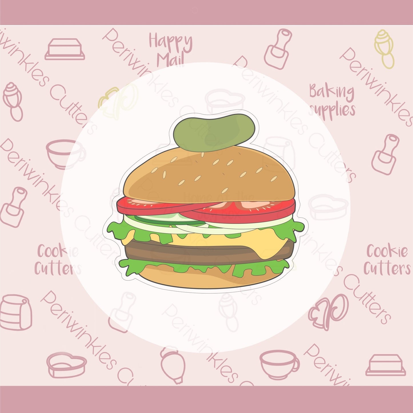 Hamburger With Pickle Cookie Cutter - Periwinkles Cutters