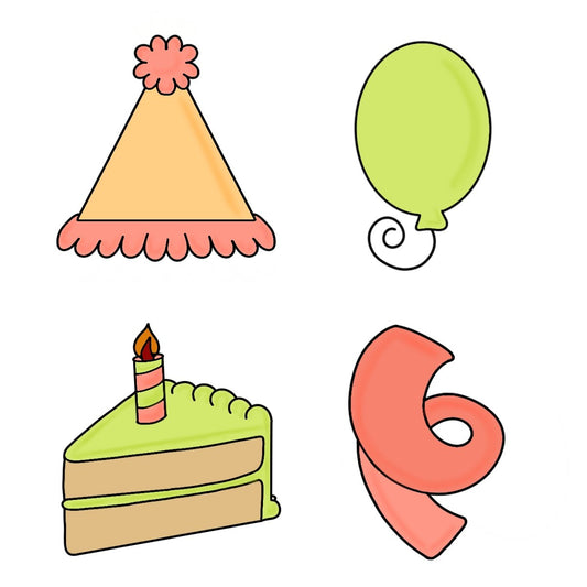 Happy Birthday Mini 4 Cookie Cutter Set - Periwinkles Cutters