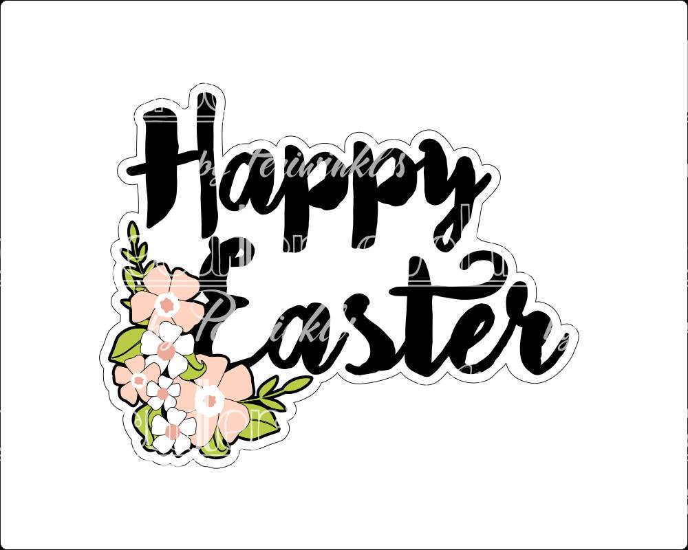 Happy Easter Floral Plaque Cookie Cutter - Periwinkles Cutters