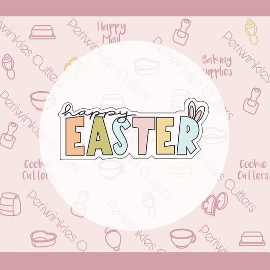 Happy Easter Long Cookie Cutter - Periwinkles Cutters