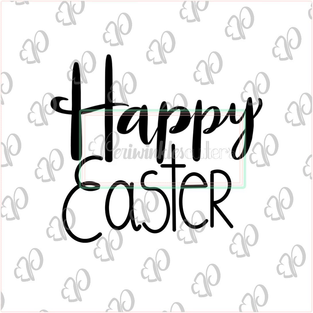 Happy Easter Option 4 Plaque Cookie Cutter - Periwinkles Cutters