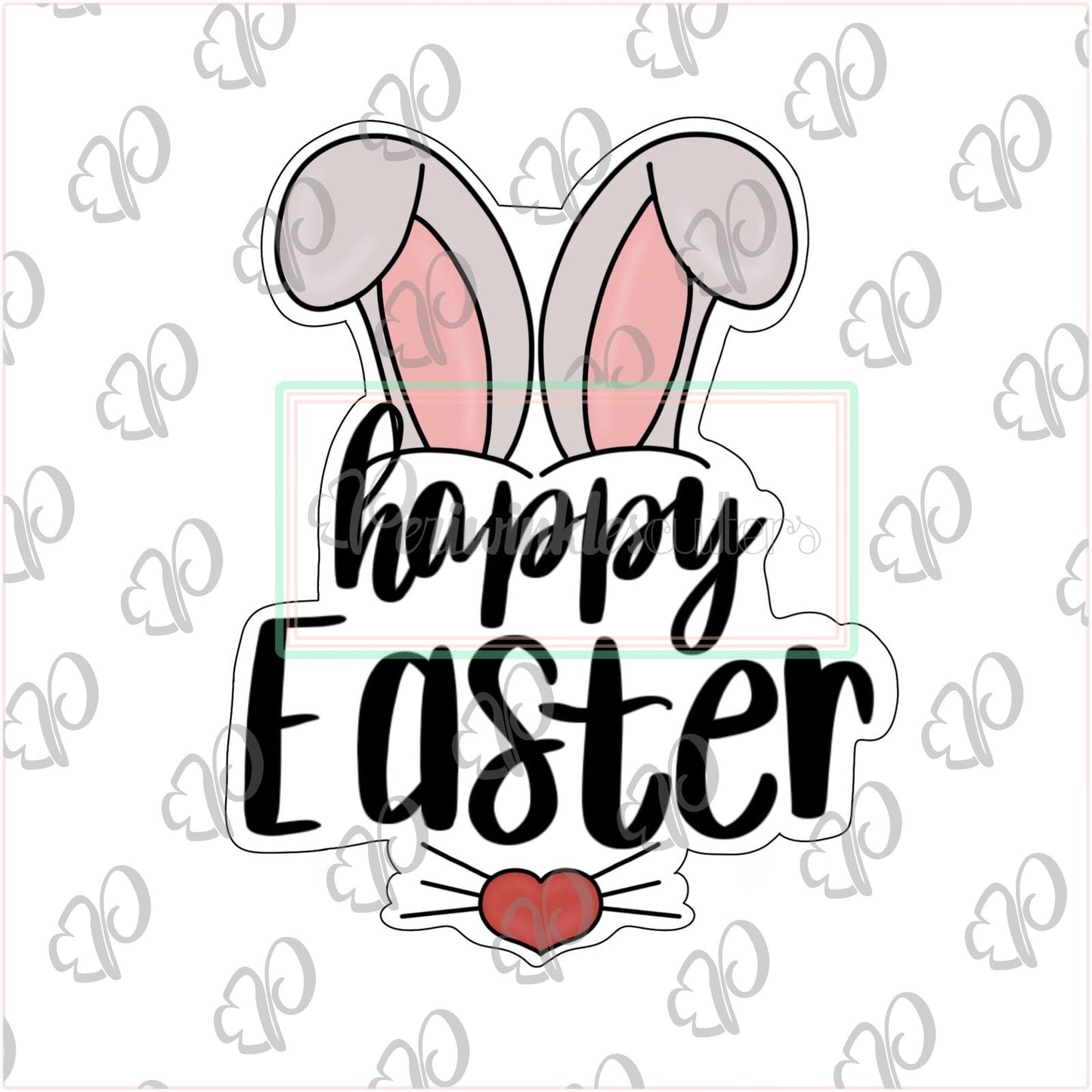 Happy Easter with Ears Plaque Cookie Cutter - Periwinkles Cutters