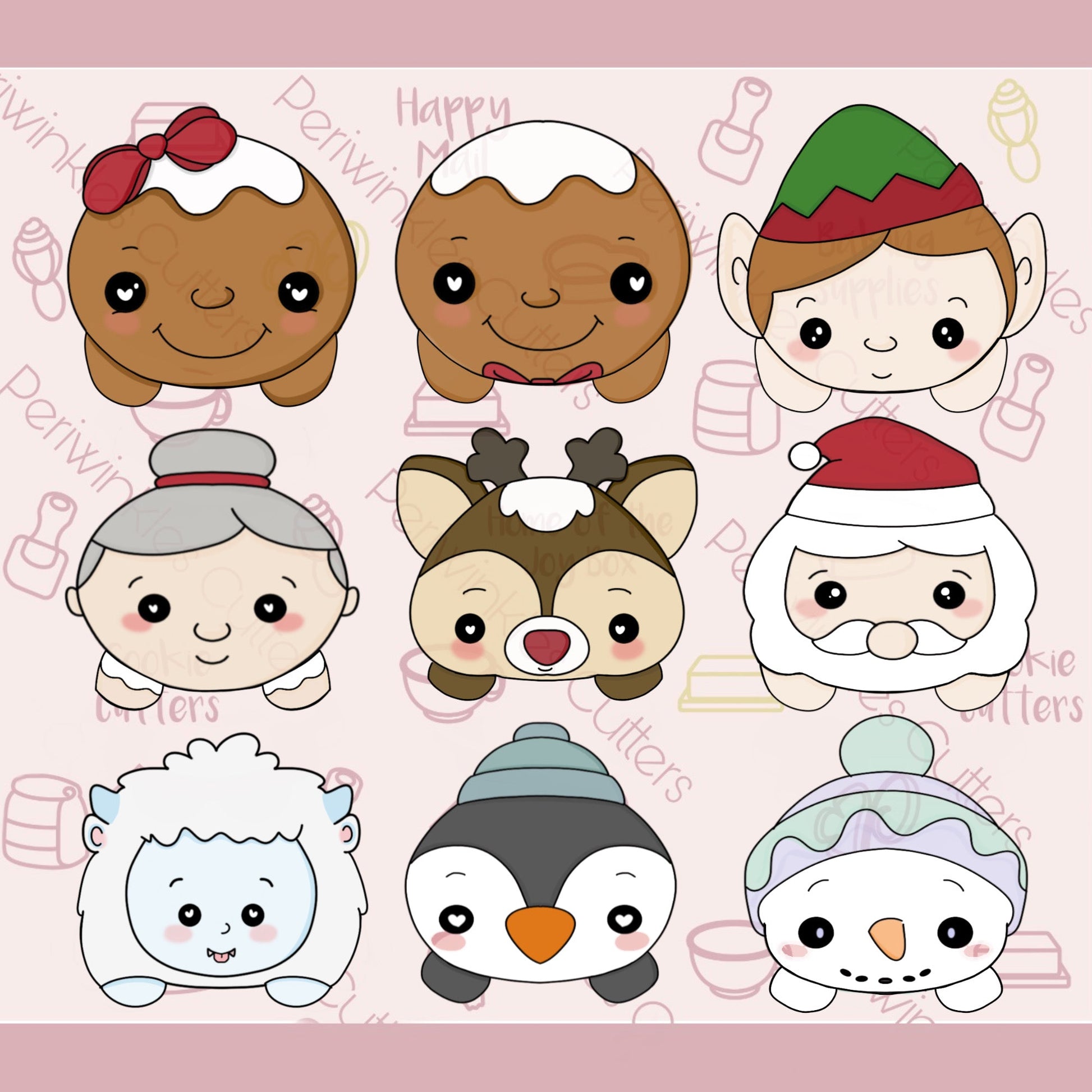 Heads for Christmas 2 Pieces Set Cookie Cutter - Periwinkles Cutters