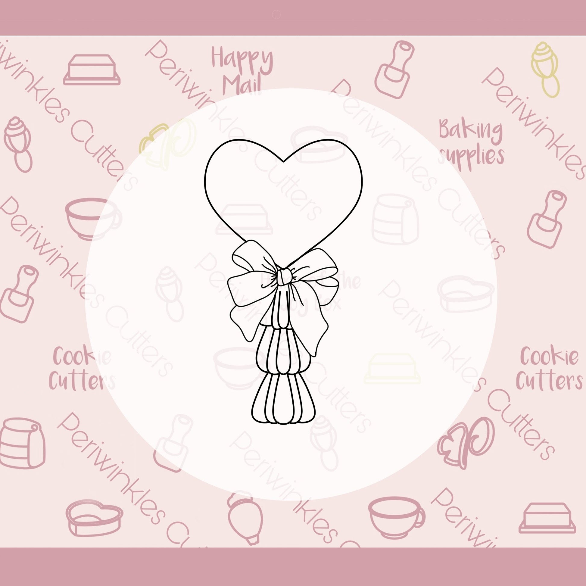 Heart Balloon with Bow Cookie Cutter - Periwinkles Cutters