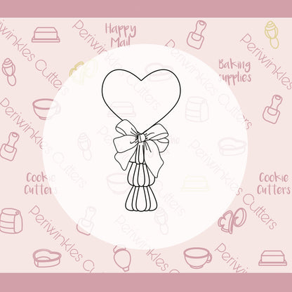 Heart Balloon with Bow Cookie Cutter - Periwinkles Cutters