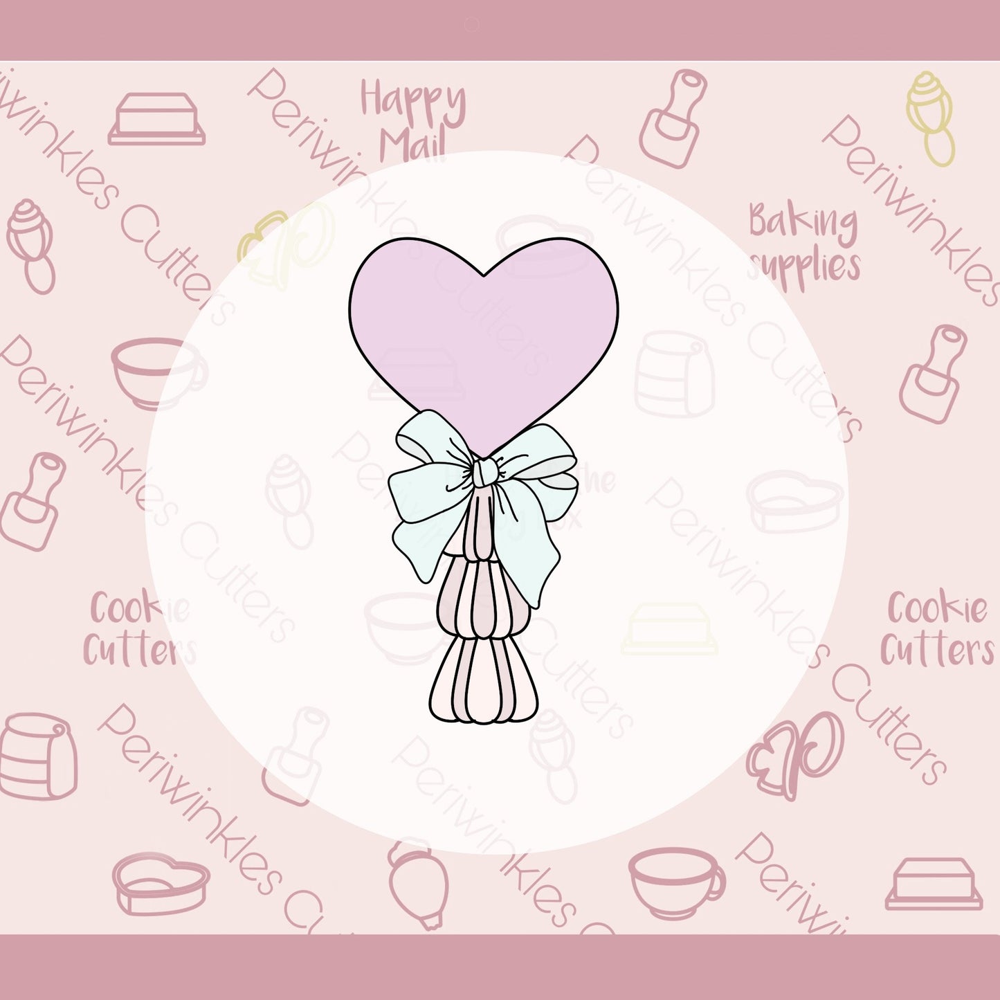 Heart Balloon with Bow Cookie Cutter - Periwinkles Cutters