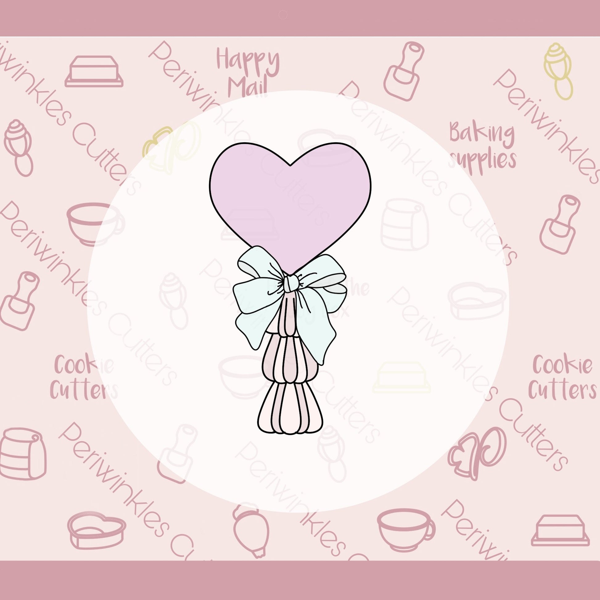Heart Balloon with Bow Cookie Cutter - Periwinkles Cutters