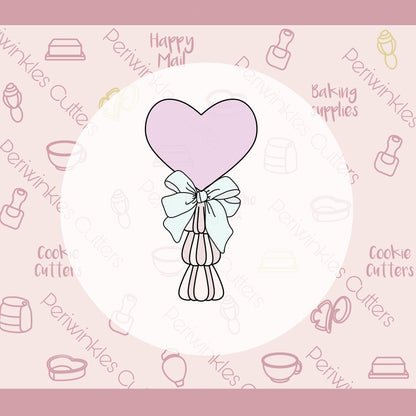 Heart Balloon with Bow Cookie Cutter - Periwinkles Cutters