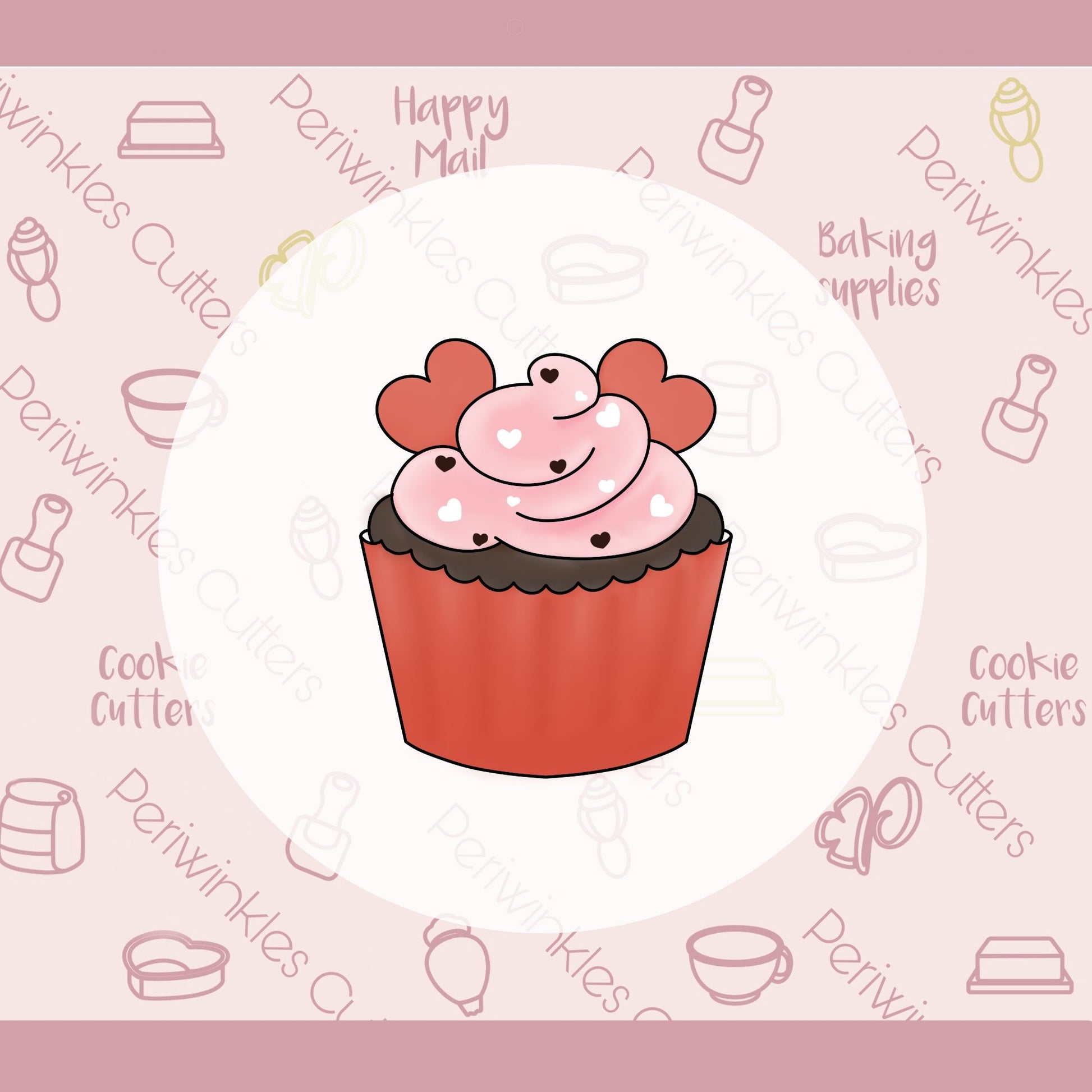 Heart Ears Cupcake Cookie Cutter - Periwinkles Cutters