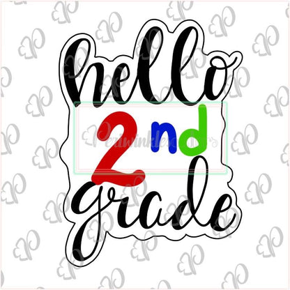 Hello First Grade Plaque Cookie Cookie Cutter - Periwinkles Cutters