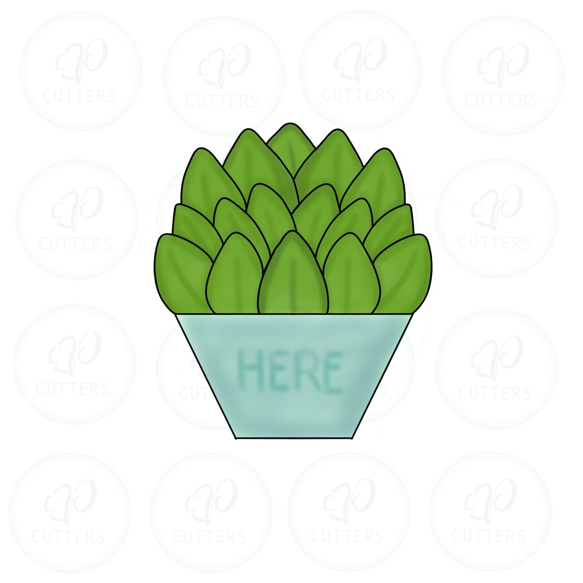 Here Succulent Pot Cookie Cutter - Periwinkles Cutters